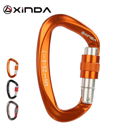 Mosquetón de seguridad Xinda 25kN en forma de D con hebilla de seguridad para escalada,  DE TECHOS.Xinda 25kN D Shape Safety Carabiner with Safety Buckle for Climbing, Roofing