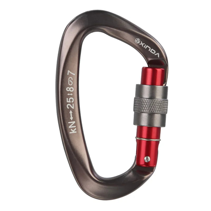 Mosquetón de seguridad Xinda 25kN en forma de D con hebilla de seguridad para escalada,  DE TECHOS.Xinda 25kN D Shape Safety Carabiner with Safety Buckle for Climbing, Roofing