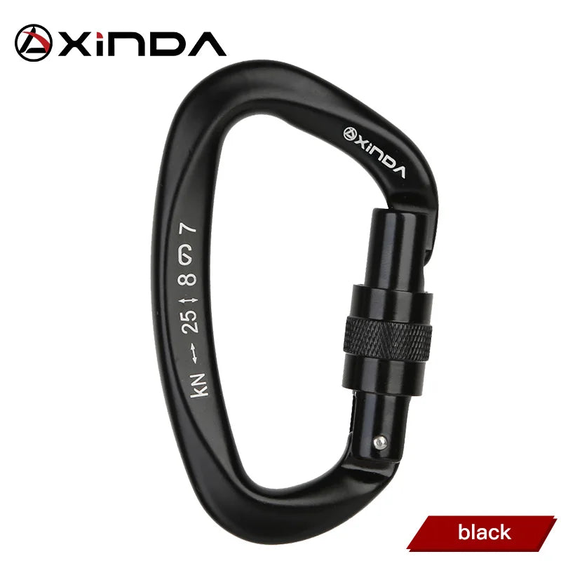 Mosquetón de seguridad Xinda 25kN en forma de D con hebilla de seguridad para escalada,  DE TECHOS.Xinda 25kN D Shape Safety Carabiner with Safety Buckle for Climbing, Roofing