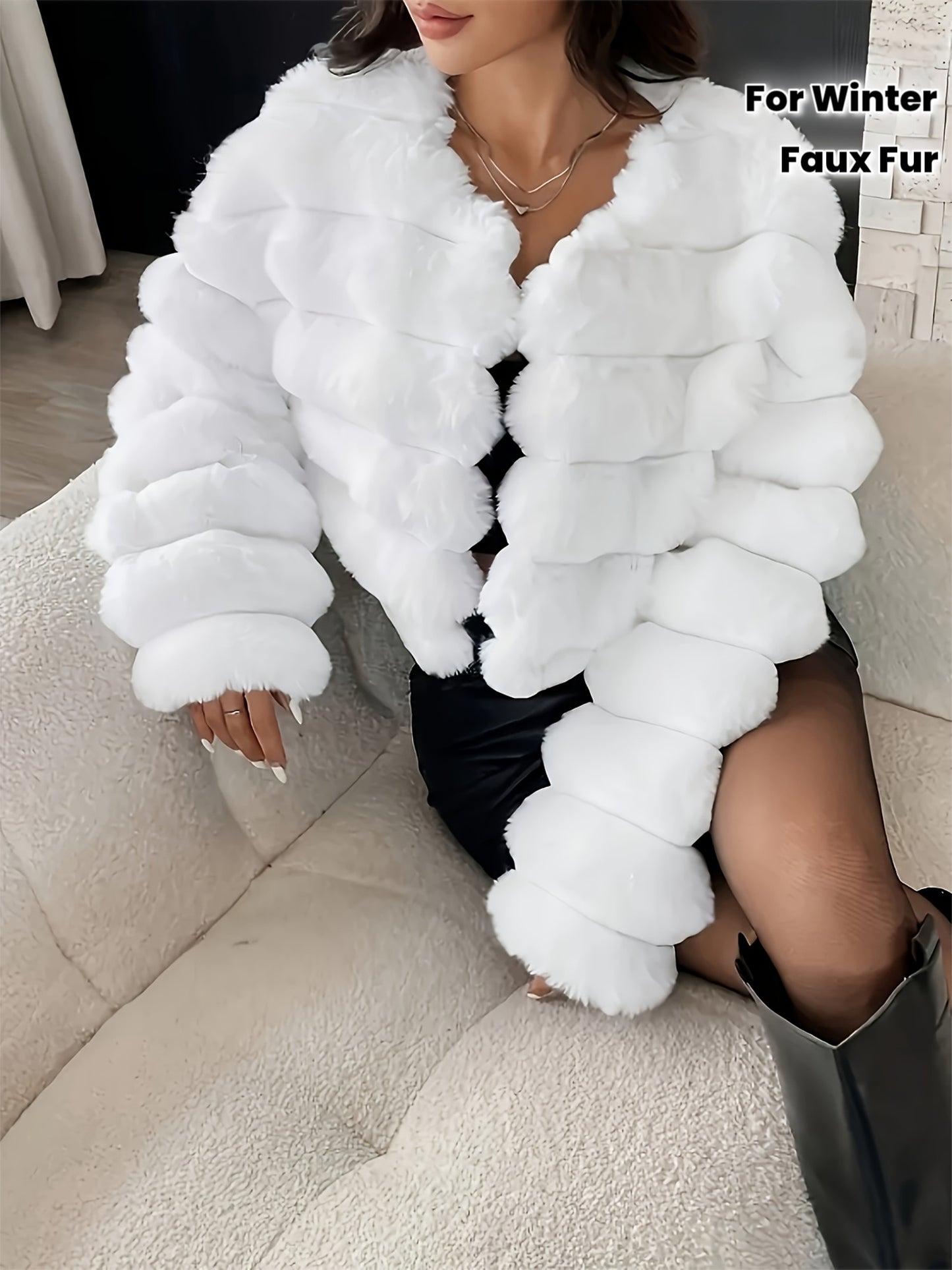 Youduomi Women's Elegant Faux Fur Coat